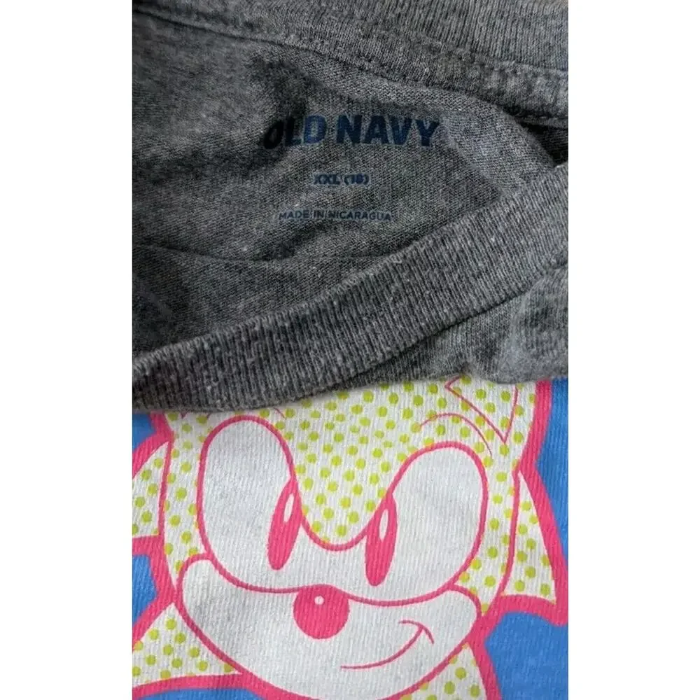 Old Navy Sonic Hedgehog Tee Shirt Boys XXL 18 Gray Pop Art T Sega